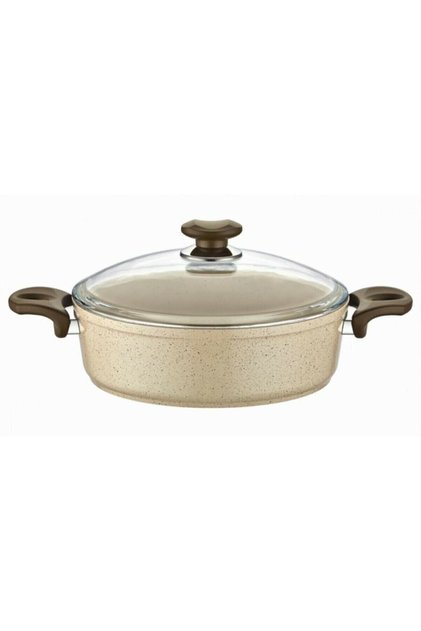 Saffron Granite Flat Rice and Karnıyarık Pot 22 cm