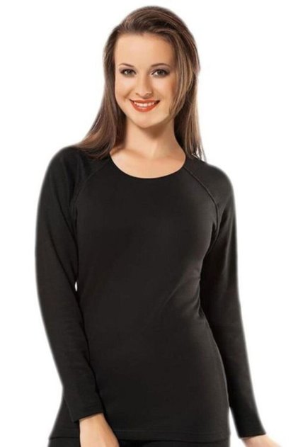 Women's Black Thermal Underwear Bottom Top Set