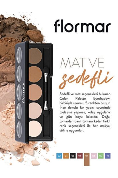 Flormar Mat & Işıltılı Göz Farı Paleti  - Color Eyeshadow Palette - 007 Nude Dudes - 8690604145744 - 3