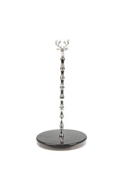 Black Marble Gingko Figured Towel Holder Silver Color