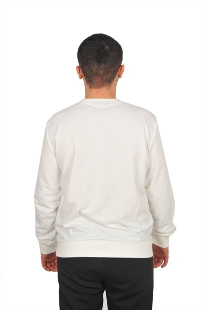 HaaN Giyim Unisex Beyaz Basic Bisklet Yaka Sweatshirt - 3
