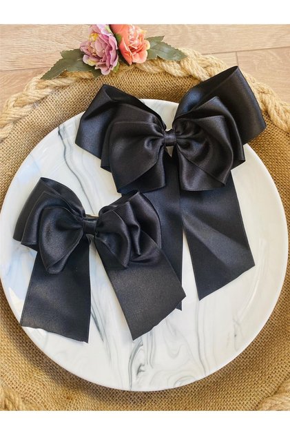 Mother Daughter Satin Bow Automatic Buckle Set