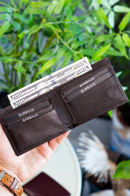 Genuine Leather Brown Men's Magnet Wallet 20611108802
