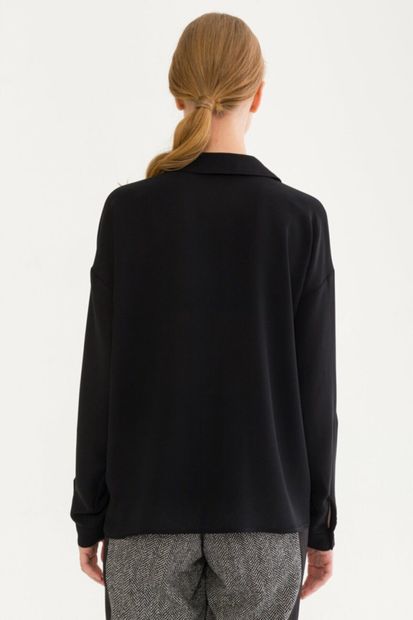 adL Kadın Siyah Düşük Omuzlu Gömlek - 5