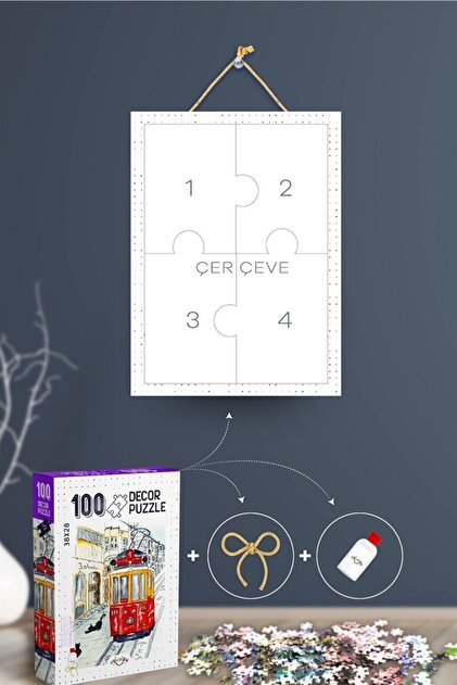 NT Handmade 100 Parça Taksim Tramvay Puzzle Yapıştırıcı Ve Ip