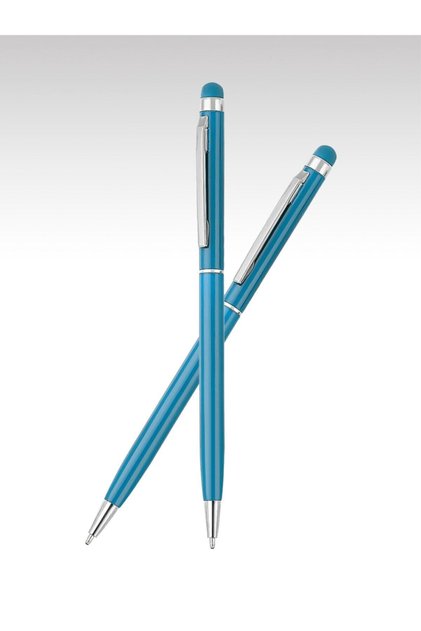 Tablet/Phone Compatible Blue Ballpoint Pen with Touch Tip - Blue