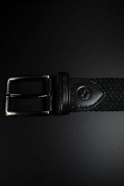 Soyo Unisex Siyah Örgülü Esnek Hakiki Deri Detaylı Premium Elastik Kemer - 2