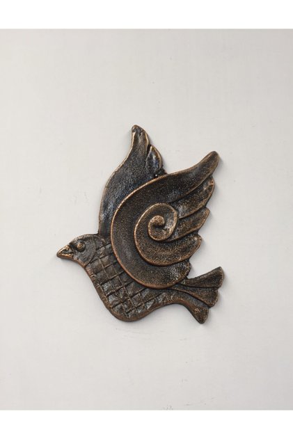 Metal Döküm Kuş Duvar Aksesuarı Pirinç Renk Dekor