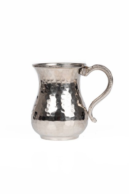 Dmt Gaziantep Copper Hand Forged Water and Ayran Cup Length 10.5cm Width 6cm Thickness 3mm Tinned