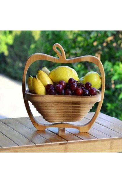 Meyve Sepeti Dekoratif Katlanır Bambu Meyvelik Ekmeklik