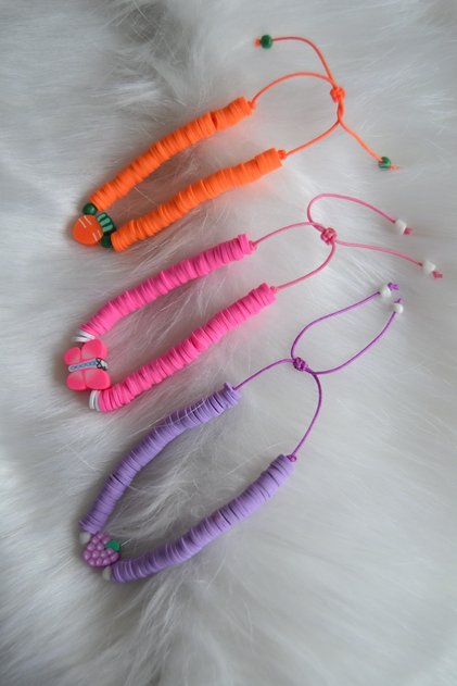 Children's 3-Piece Bracelet Set - Carrot, Butterfly, Grape - Figured