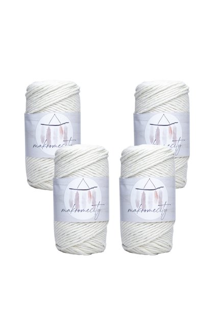 Taranan Macrame Thread 3mm Single Twist Scannable Macrame Hobby Thread Set of 4 4 Ecru