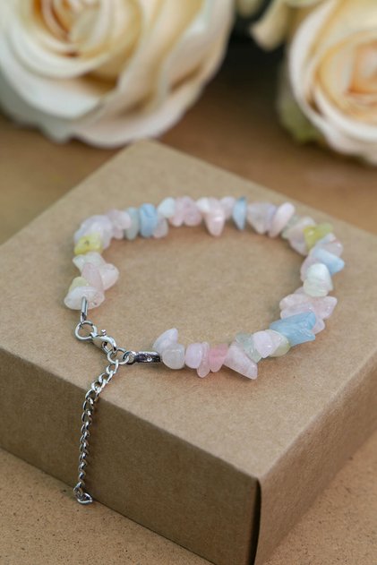 Morganite Stone Broken Natural Stone Bracelet - Klcbl0116
