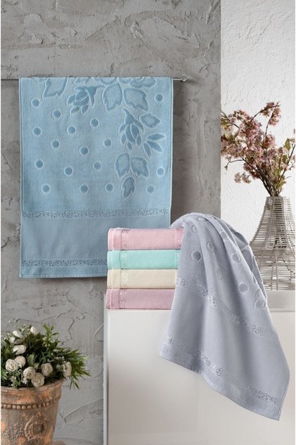 Soft Etamin Bordered Jacquard Assortment Towel 12 Pieces 50x90 Cm