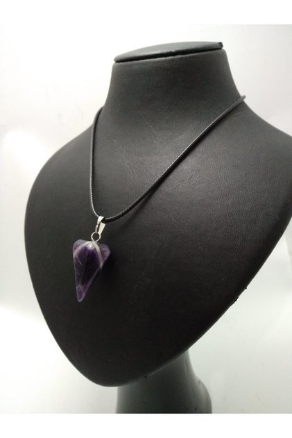 Amethyst Stone Necklace Pandule Shaped Natural Stone Amethyst Necklace