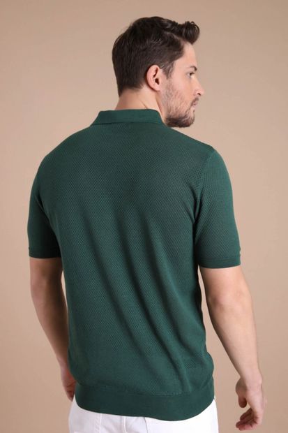 Ferraro Yeşil Polo Yaka Düğmeli %100 Pamuk Erkek Triko T-shirt - 6
