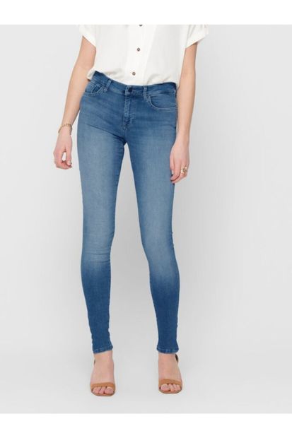 Only Shape Regular Skınny Mavi Taşlama Jeans - 5