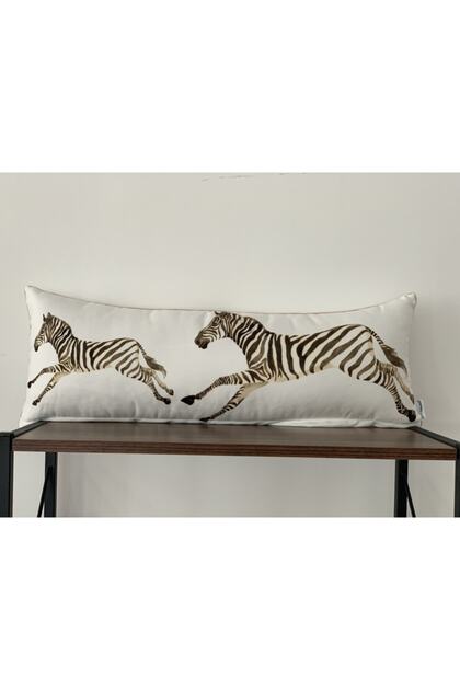 E712 Double Sided Zebra Patterned Throw Pillow Cover with Piping Edges