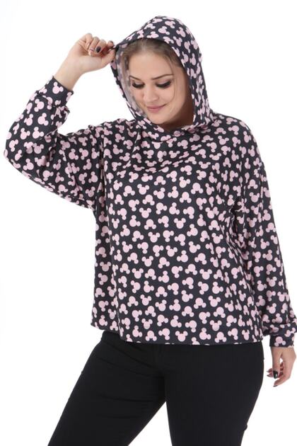 Mickey Patterned Sweatshirt-black