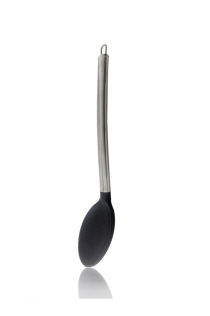 Black Silicone Spoon - Metal Handle - 34 Cm
