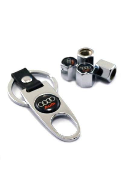 Audi A3 Metal Valve Cover and Keychain Set Chrome Color