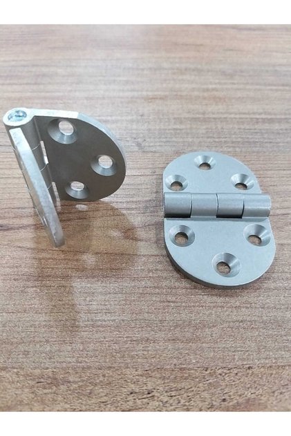 (2 Adet) 4043 Oval Sabit Menteşe 4cm Saten Alimünyum Mobilya Menteşesi