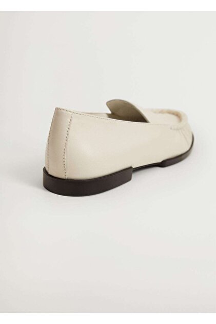 MANGO Woman Kadın Kırık Beyaz Büzgülü Deri Mokasen Ayakkabı - 4