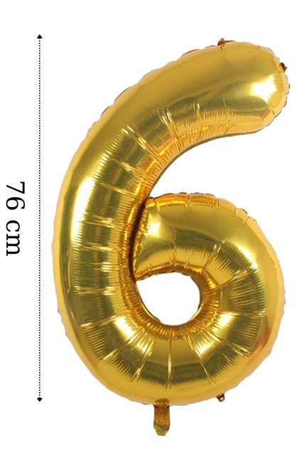 Foil Balloon Number 6 Helium Balloon 76 Cm Gold Color