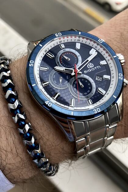 Steel Cord Silver Color Men's Wristwatch Gift Elg1059
