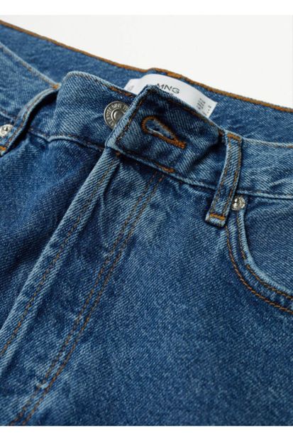 MANGO Woman Kadın Koyu Mavi Bol Kesim Yüksek Bel Jean Pantolon - 5