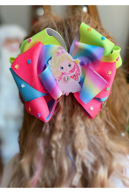 Luxury Design Big Bow Colorful Star Rainbow Unicorn 3d Movable Sequin Fairy Girl Buckle