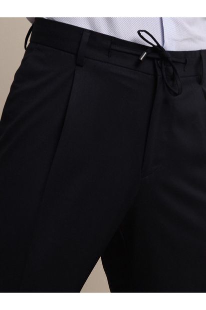 Kip Lacivert Dokuma Fitted Fit Smart Casual Pantolon - 3
