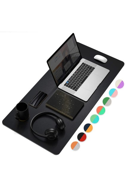 Çift Renk Deri Mousepad Laptop Bilgisayar Için 80x40 Cm Siyah Ve Gri
