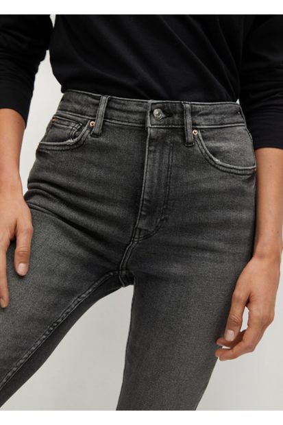 MANGO Woman Kadın Gri Soho Yüksek Bel Skinny Jean Pantolon - 5