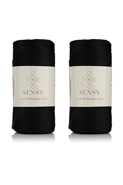 SENSY Premium 400 gr Polyester Makrome Ipi 2 Mm 2li Set Siyah