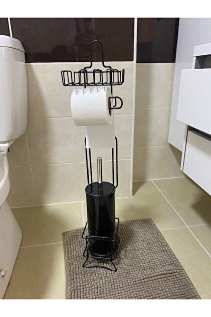 Metal Black Leg Toilet Roll Holder Paper Holder Stainless Replacement Toilet Roll Holder + WC Brush Set