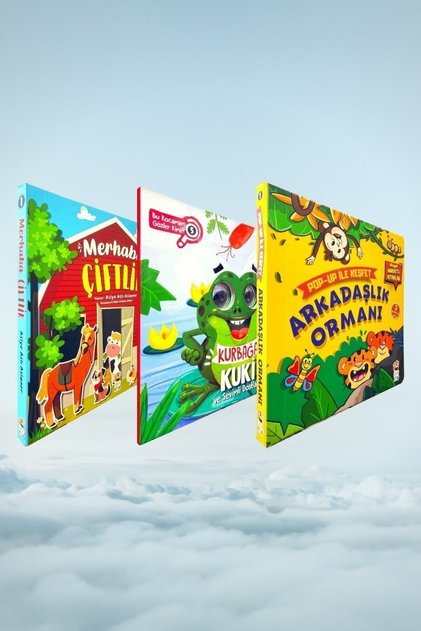 Friendship Forest Pop-Up -Hello Farm Velcro Book - Kurbağa Kuki 3 Kitap Set