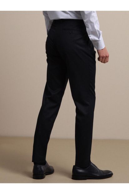 Kip Lacivert Dokuma Fitted Fit Smart Casual Pantolon - 4