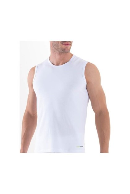 Men's White Singlet with Binding Tank Top 9405