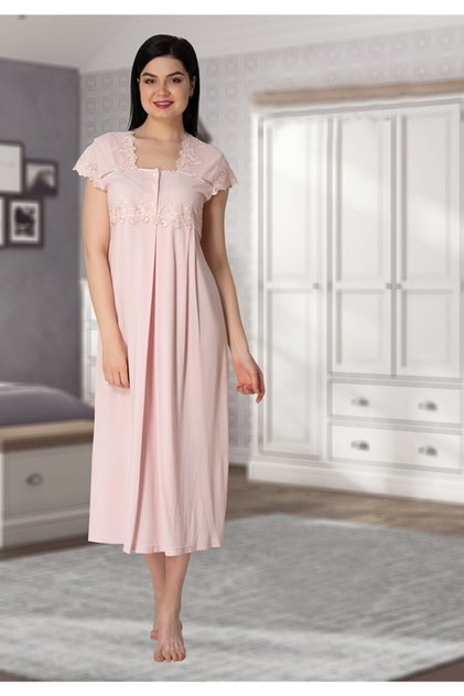 Women's Powder Collar Lace Detailed Maternity Nightgown Set