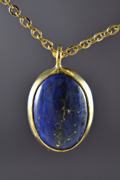 Lapis Lazuli Doğal Taş Gümüş Kolye