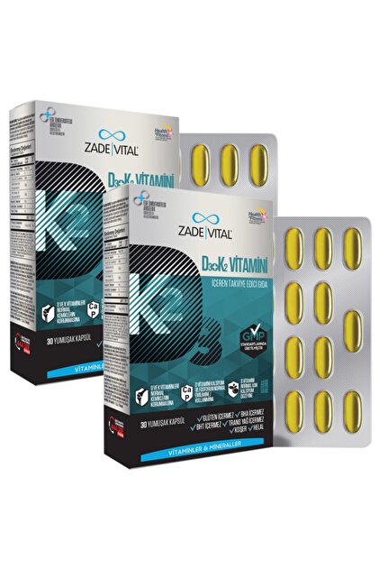 Vita 黒 カセット2個 Zade Vital D3 + K2 Vitamini (2 Kutu) 60 Kapsül - Fiyatı, Yorumları