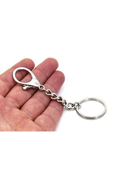 petrikukun0501 様 yfhobi 5 Adet - 32 Mm Nikel Kaplama Zincirli Anahtarlık Halkası Ve