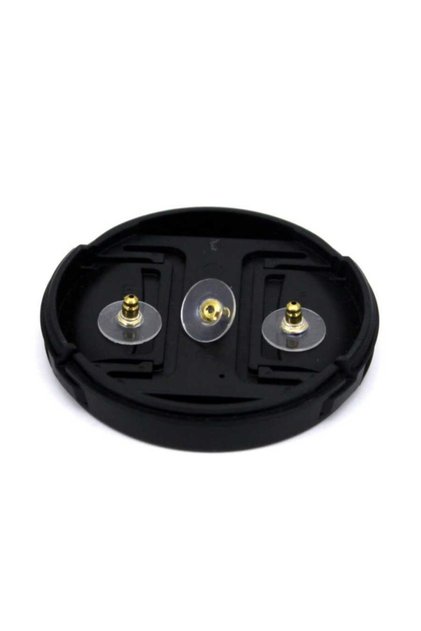 50 Adet (25 Çift) - 6x11 Mm Sarı Kaplama Metal Plastikli Küpe Pistonu, Küpe Arkalığı