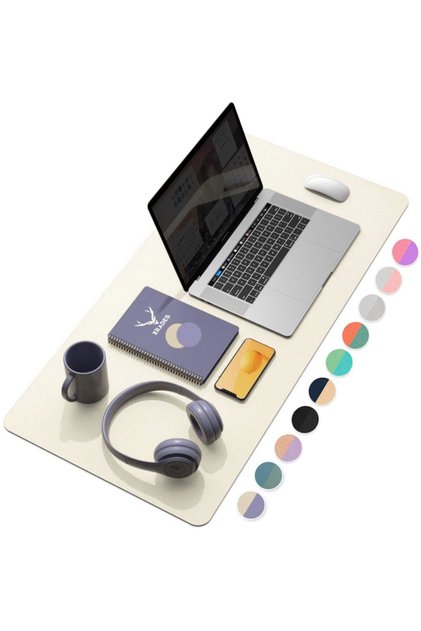 Çift Renk Deri Mousepad Laptop Bilgisayar Için 80x40 Cm Beyaz Ve Mor