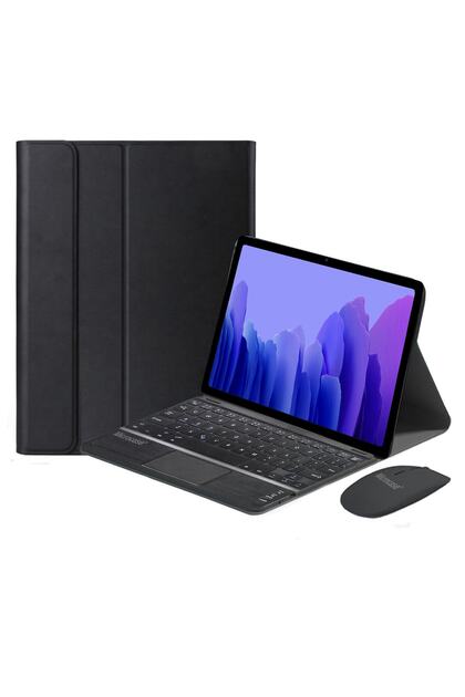 Samsung Galaxy Tab A7 T500 T505 Bluetooth Touchpad Klavye + Bluetooth Mouse + Standlı Kılıf - Bkk7
