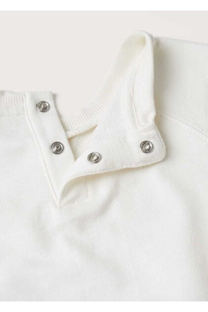 MANGO Baby Bebek Kırık Beyaz Dokuma Koton Sweatshirt - 4