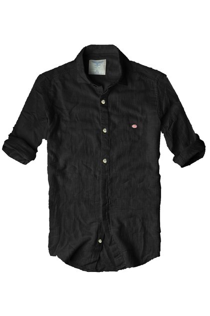 Slim Fit Italian Cut Real Linen Shirt -- Black--