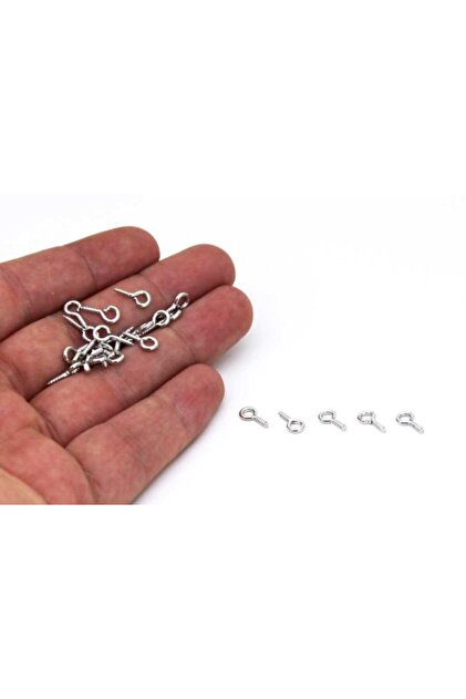 100 Adet - 5x10 Mm Nikel Kaplama Vidalı Halka, Vidalı Kolye Ucu