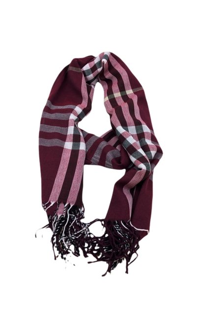 Ekose Desenli Unisex Bordo Pamuk Şal